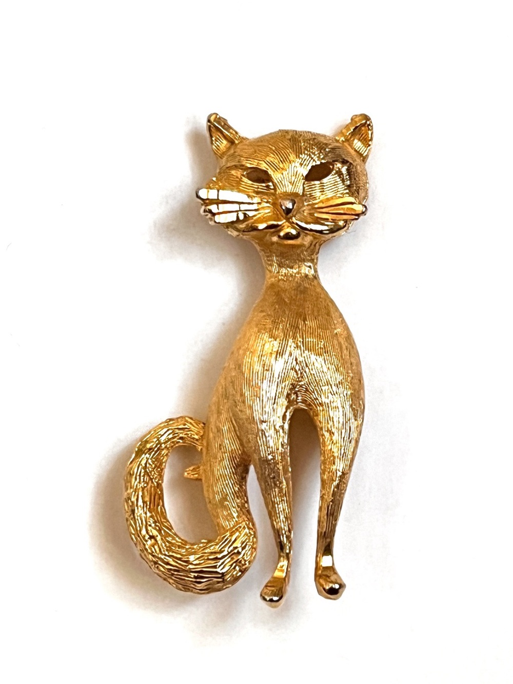 BSK Atomic Vintage Kitty Cat Brooch Gold Tone 1960's Mid Century Modern Pin